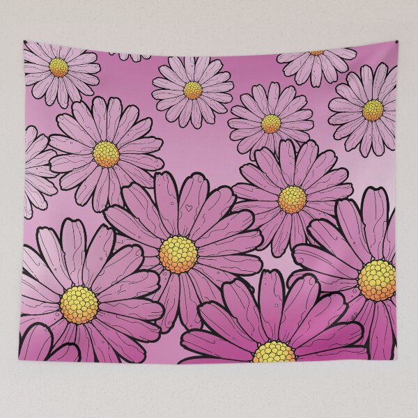 Item preview, pink gerbera daisies pattern on gradient pink designed and sold by weilertsen.