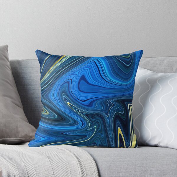 Blue Tang Marble Throw Pillow