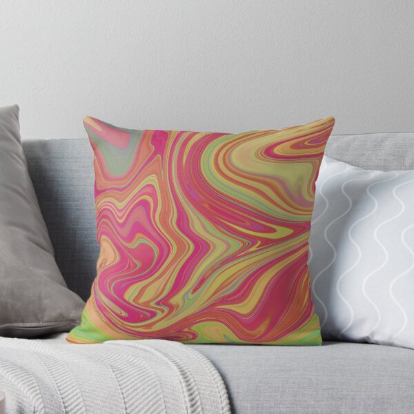 Strawberry Kiwi Marble Throw Pillow
