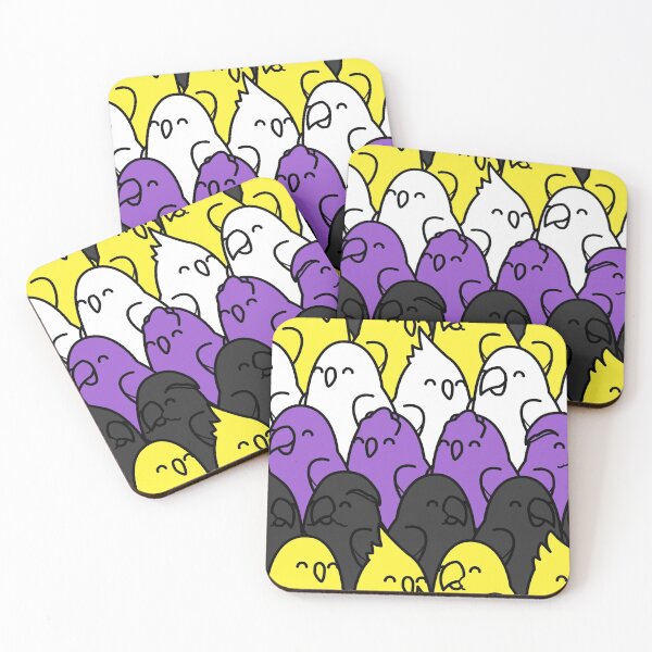 Item preview, Too Many Birds! Non-Binary Pride Parrot Pattern designed and sold by MaddeMichael.