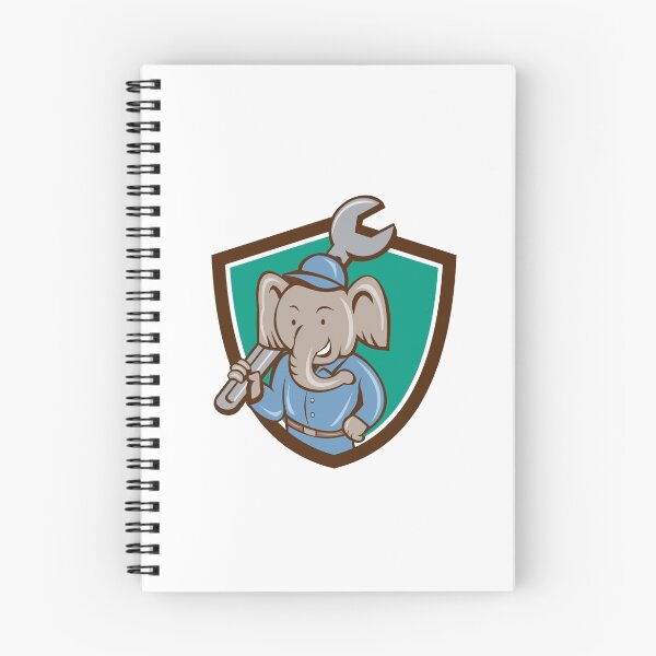 Item preview, Elephant Mechanic Spanner Shoulder Crest Cartoon designed and sold by patrimonio.