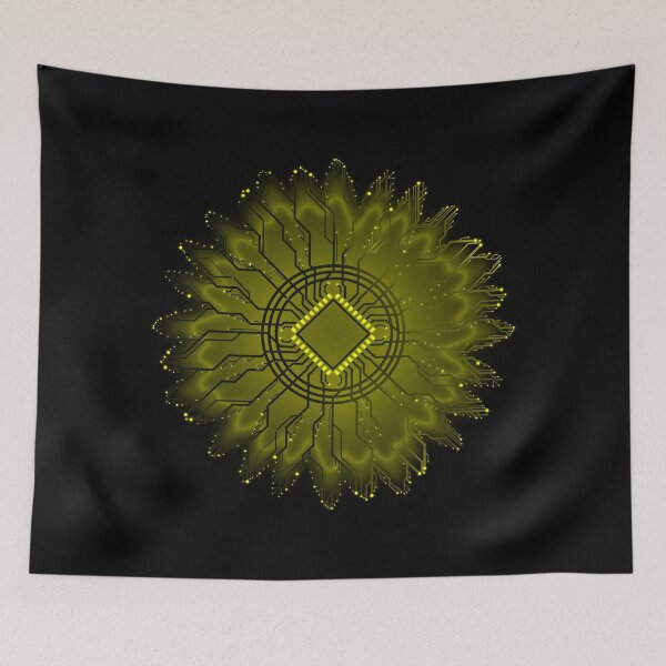 Item preview, yellow circuit board tech space flower designed and sold by jc007.