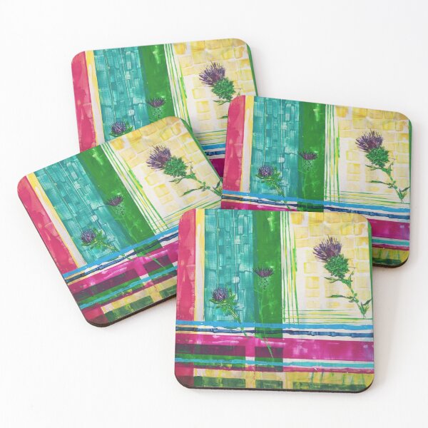 Item preview, Thistles, woldflowers, abstract, geomertic pattern, czeckered pattern designed and sold by NessArtByEwa.