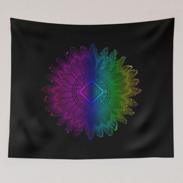 Item preview, rainbow circuit board tech space flower designed and sold by jc007.