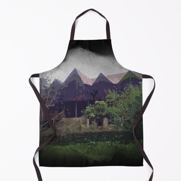 Item preview, watercolor country house on black background designed and sold by FDbubble1986.