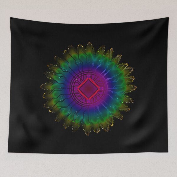 Item preview, rainbow circuit board tech space flower_ designed and sold by jc007.