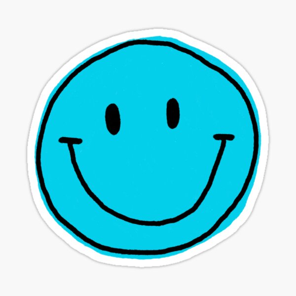 Blue Happy Face Sticker