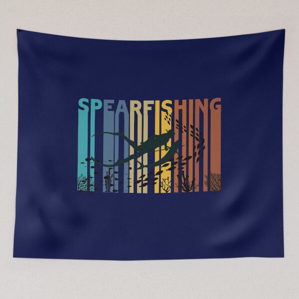 Item preview, Spearfishing retro vintage gradients deep blue ocean gift idea for any fishing diving lover  designed and sold by Live  Today.