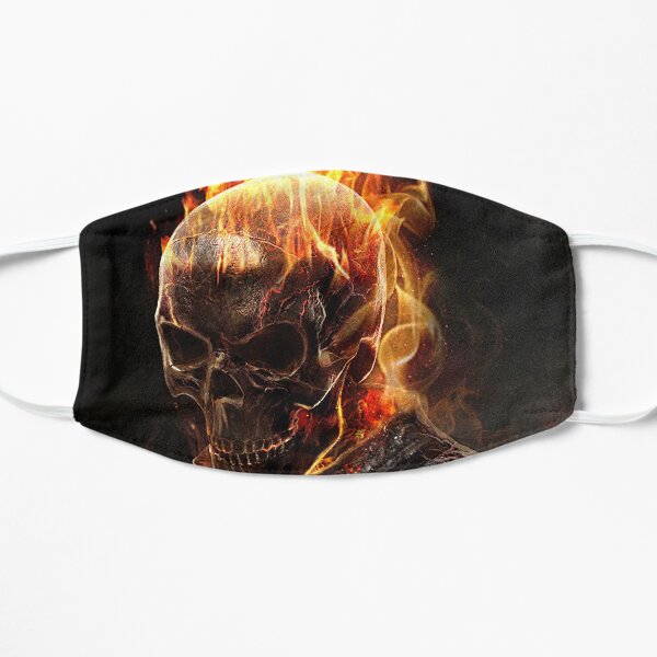 Skeleton Skull Metal On Fire Rock Art Flat Mask
