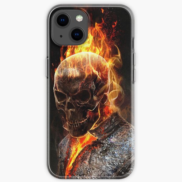 Skull Metal Fire Design iPhone Soft Case
