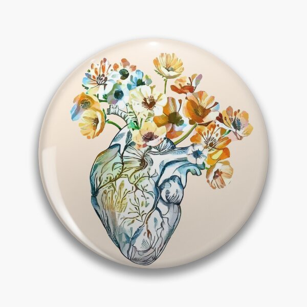 Item preview, Human heart, watercolor wild flowers, floral, plant lovers, Heart, anatomical heart designed and sold by Collagedream.