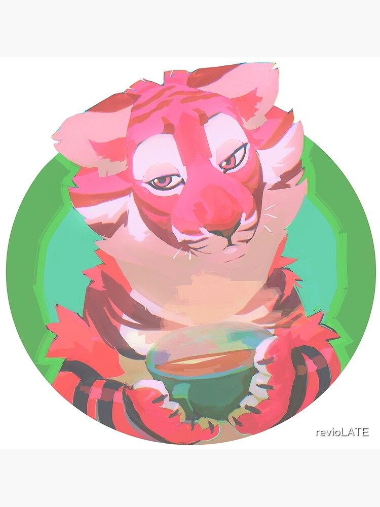 Discover tea tiger (pink furry tiger) Premium Matte Vertical Poster