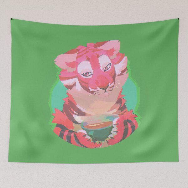 Item preview, tea tiger (pink furry tiger) designed and sold by revioLATE.