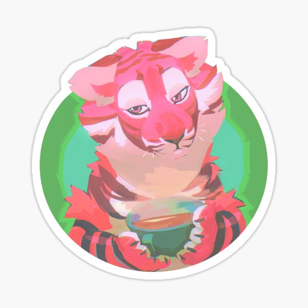 Item preview, tea tiger (pink furry tiger) designed and sold by revioLATE.