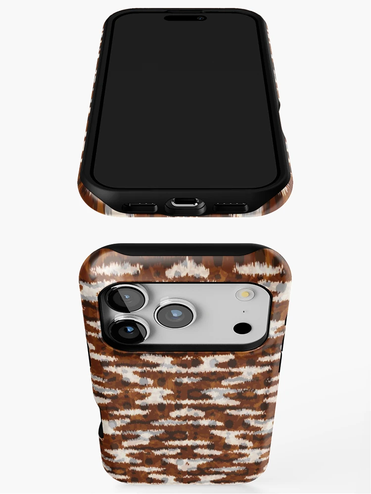 Thumbnail 3 of 4, iPhone Case, Geometric Tribal Pattern - Rust designed and sold by TextileInstinct.