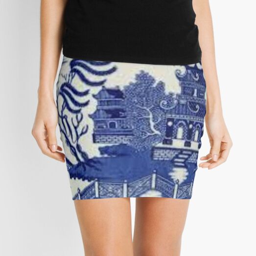 blue willow pattern Mini Skirt
