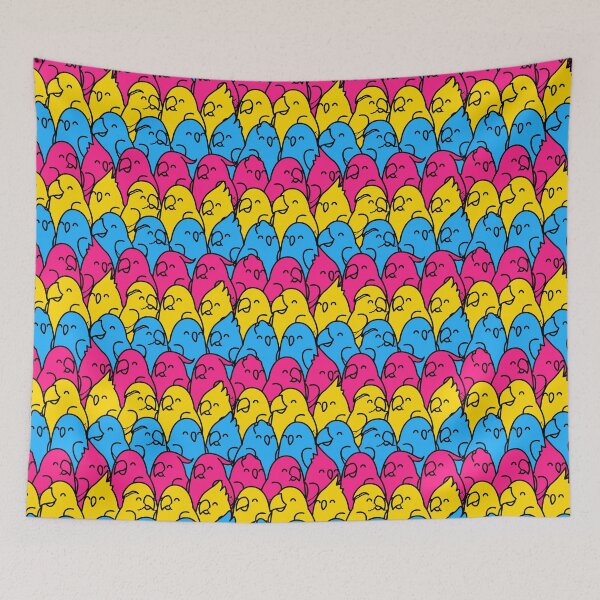 Item preview, Too Many Birds! Pansexual Pride Parrot Pattern designed and sold by MaddeMichael.