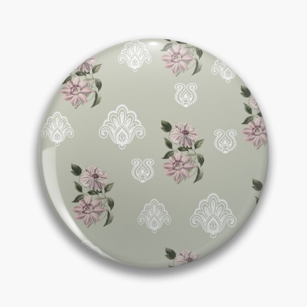 Item preview, Vintage Florals Clematis and Lace Design in Stone and Pale Pink designed and sold by OByD.