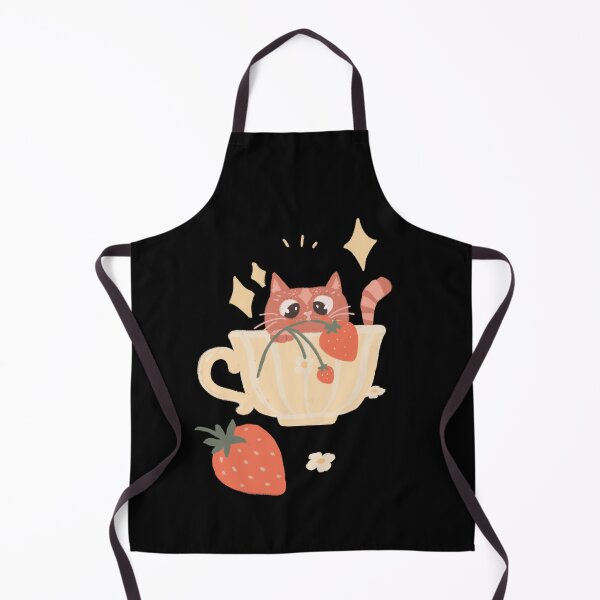 Item preview, Cute summery Catto kitty print with strawberries designed and sold by Floral patterns and cute characters.