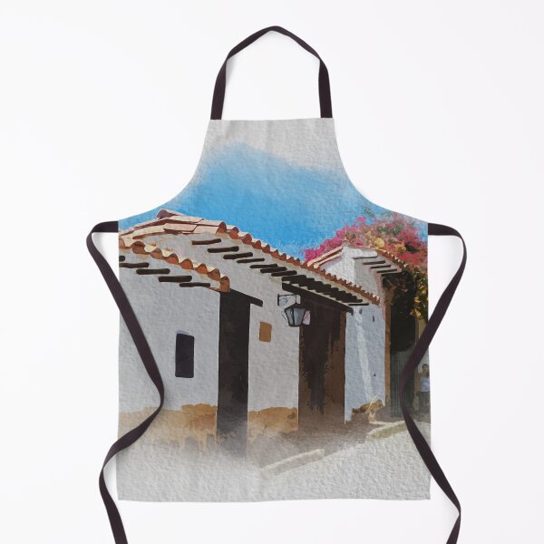 Item preview, Watercolor colonial street of old houses in Colombia white background designed and sold by FDbubble1986.