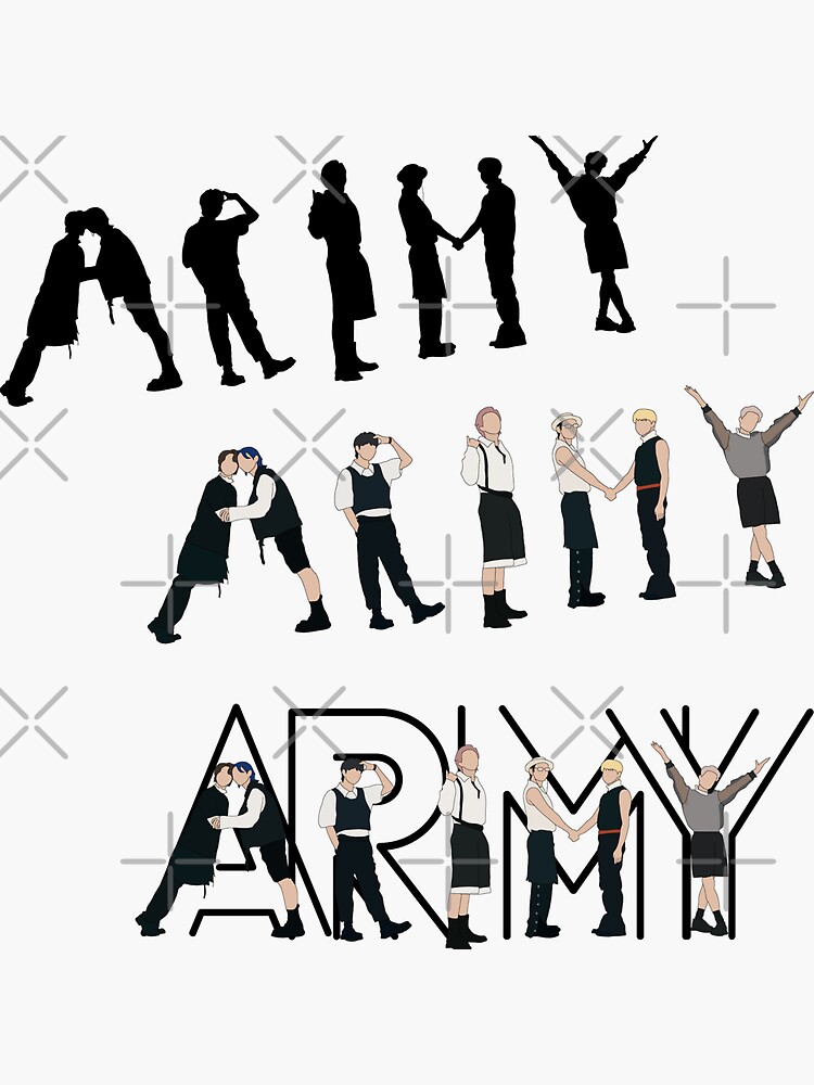 "BTS Butter ARMY silhouette, Butter illustration sticker pack" Sticker