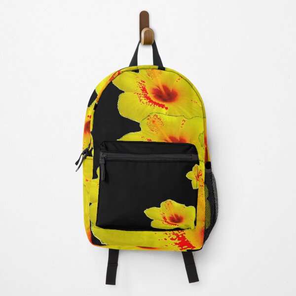Item preview, EXOTIC RED-YELLOW HIBISCUS FLOWERS BLACK ART designed and sold by sharlesart.