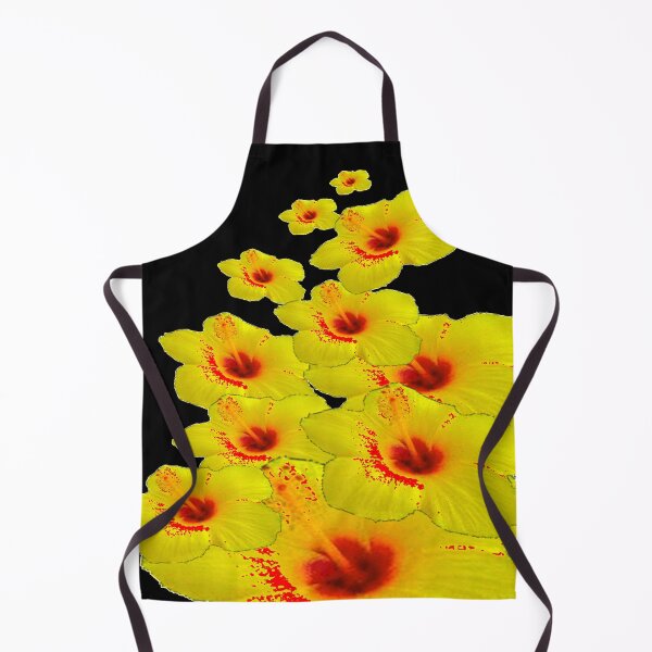 Item preview, EXOTIC RED-YELLOW HIBISCUS FLOWERS BLACK ART designed and sold by sharlesart.