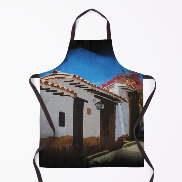 Item preview, Watercolor colonial street of old houses in Colombia black background designed and sold by FDbubble1986.