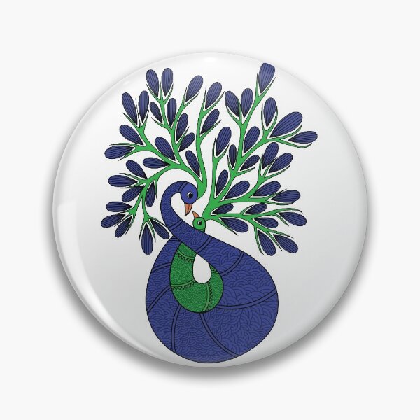 Item preview, Blue Green Peacock Natural Tribal/Folk Art designed and sold by AnweshaArt.