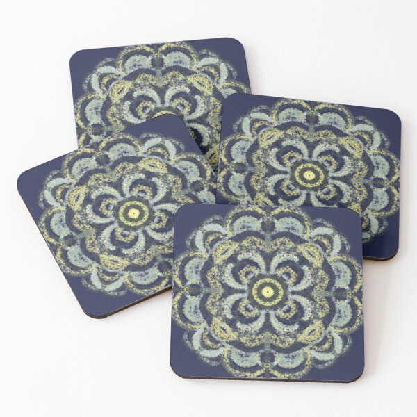 Item preview, Navy and lemon floral abstract pattern  designed and sold by Diane Hunter Art.