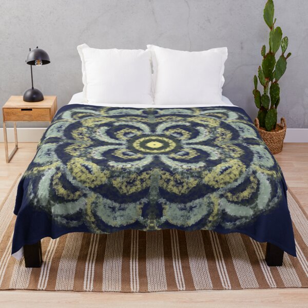 Item preview, Navy and lemon floral abstract pattern  designed and sold by Diane Hunter Art.