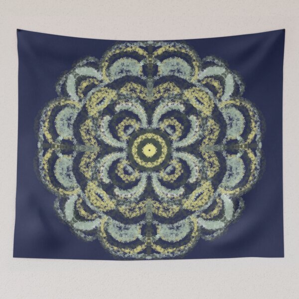 Item preview, Navy and lemon floral abstract pattern  designed and sold by Diane Hunter Art.