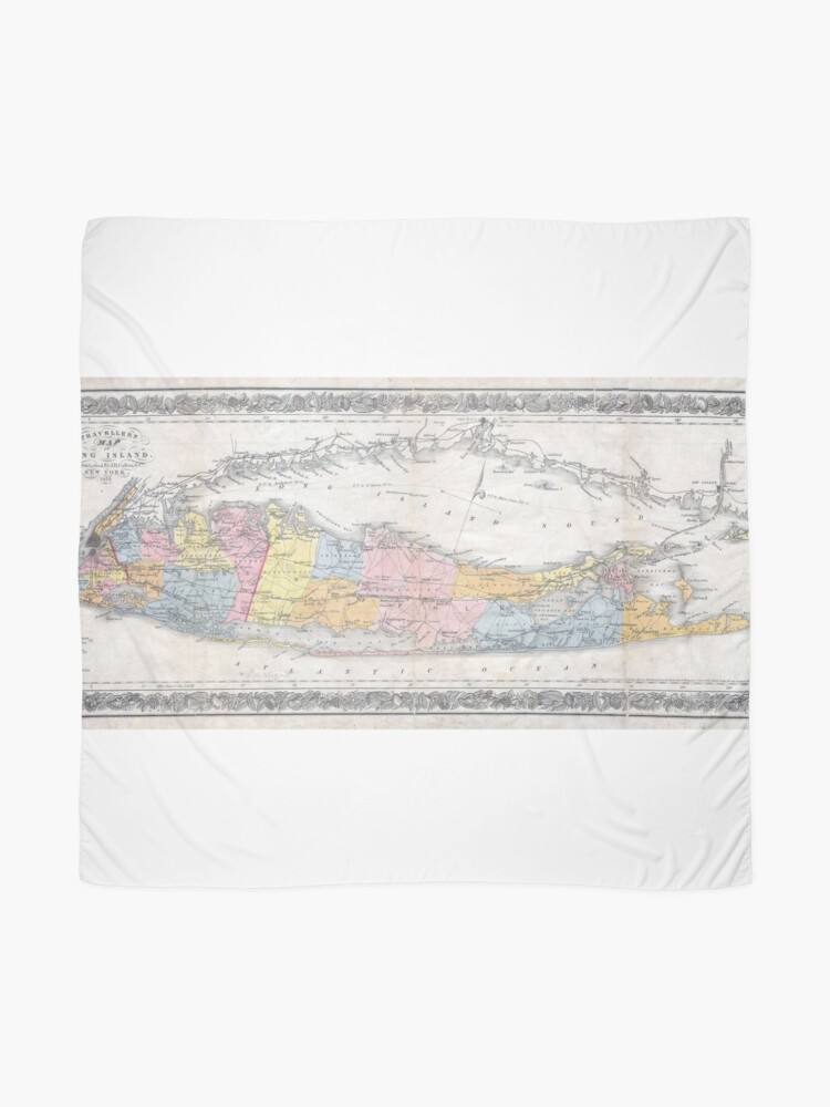 Alternate view of Vintage Map of Long Island New York (1857) Scarf