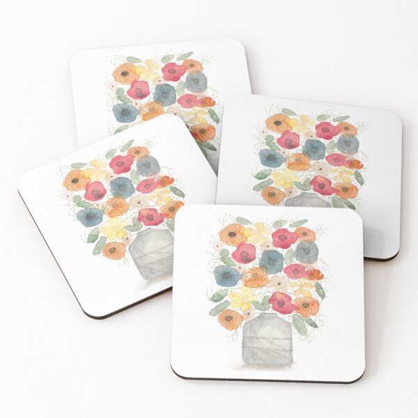 Watercolor Floral Bouquet Coasters (Set of 4)