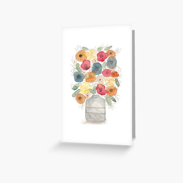 Watercolor Floral Bouquet  Greeting Card