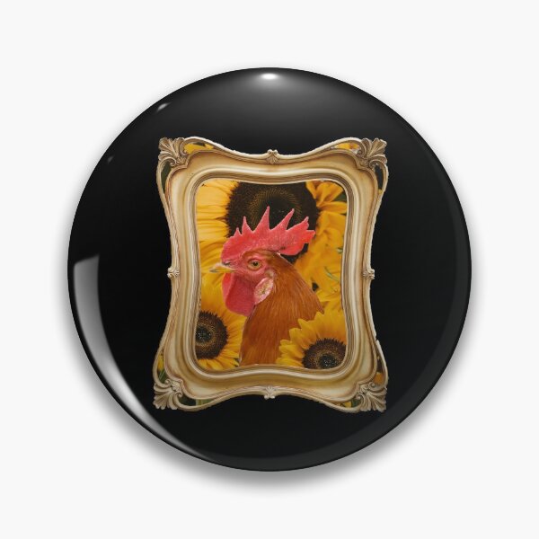 Item preview, Cottagecore chicken among sunflowers in glamourus gold frame designed and sold by TeklaKo.