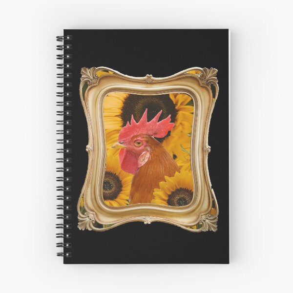 Item preview, Cottagecore chicken among sunflowers in glamourus gold frame designed and sold by TeklaKo.