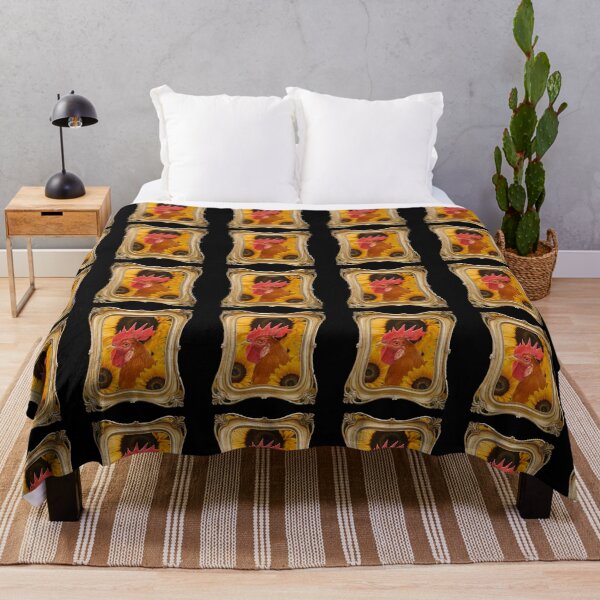 Item preview, Cottagecore chicken among sunflowers in glamourus gold frame designed and sold by TeklaKo.