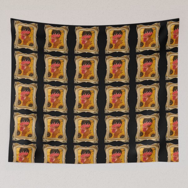 Item preview, Cottagecore chicken among sunflowers in glamourus gold frame designed and sold by TeklaKo.