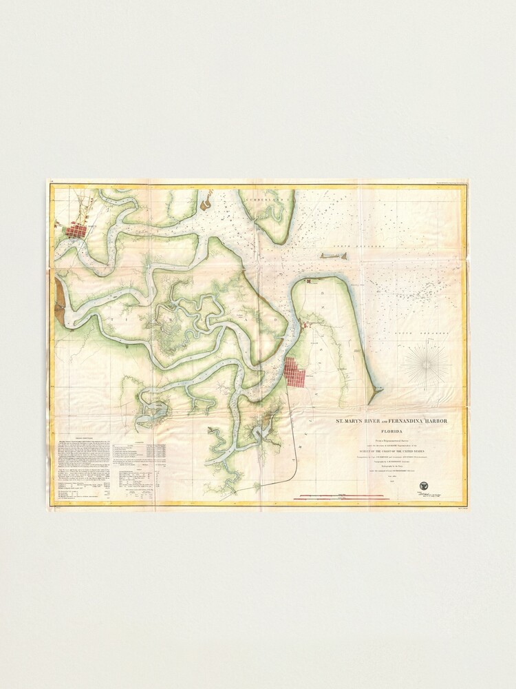 "Vintage Map of The St Marys River FL/GA (1857)" Photographic Print