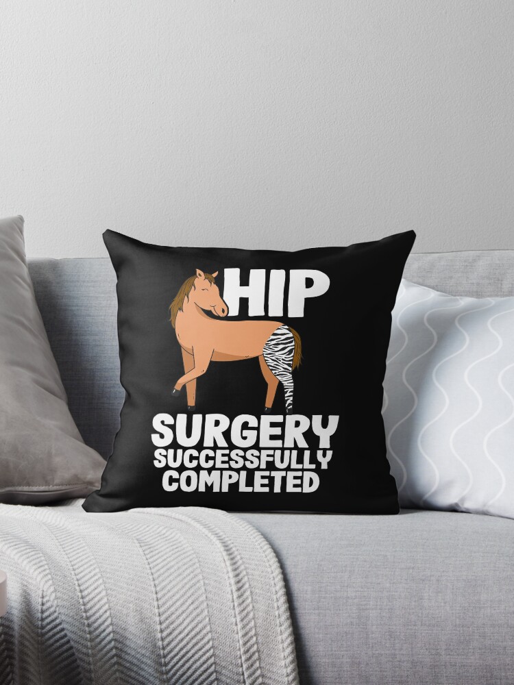 Not Happy with my Hip Replacement Zebra Horse Design  Throw Pillow for  Sale by Buckanesthesia