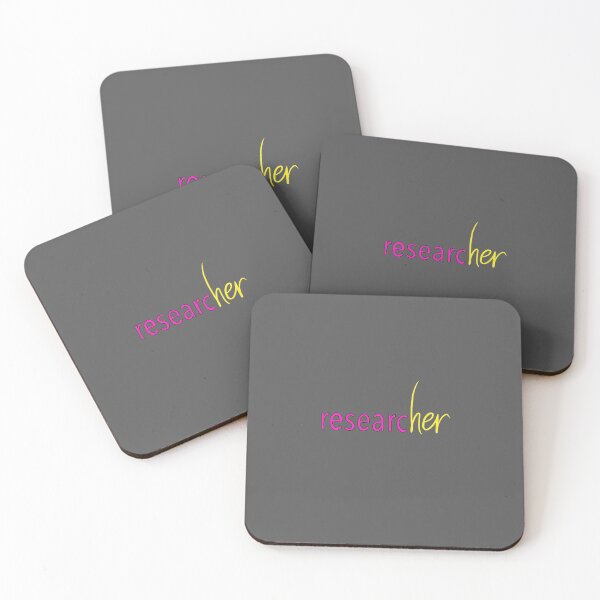 researc-her (pink) | Feminist researcher | You can't spell researcher without her! Coasters (Set of 4)