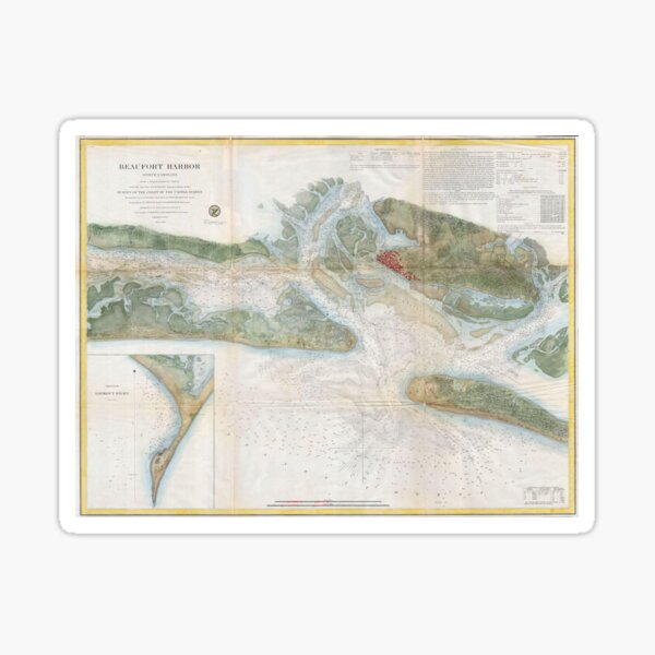Item preview, Vintage Map of Beaufort Harbor SC (1857) designed and sold by BravuraMedia.