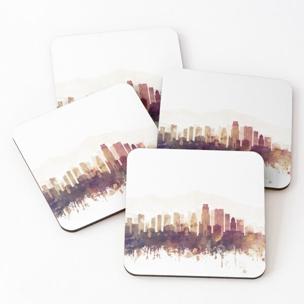 Item preview, Los Angeles Skyline Watercolor Orange Purple by Zouzounio Art designed and sold by zouzounioart.