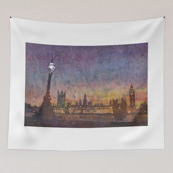 Item preview, Big Ben (clock of Elizabeth Tower) of Houses of Parliament silhouetted on banks of River Thames- London, United Kingdom  designed and sold by rfoxphoto.