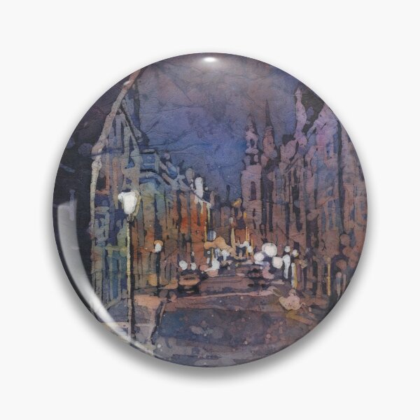 Item preview, Medieval city of Prague, Czech Republic at night.  Prague watercolor painting designed and sold by rfoxphoto.