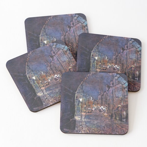 Item preview, Medieval city of Prague, Czech Republic at night.  Prague watercolor painting designed and sold by rfoxphoto.