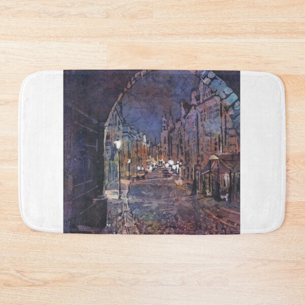 Item preview, Medieval city of Prague, Czech Republic at night.  Prague watercolor painting designed and sold by rfoxphoto.