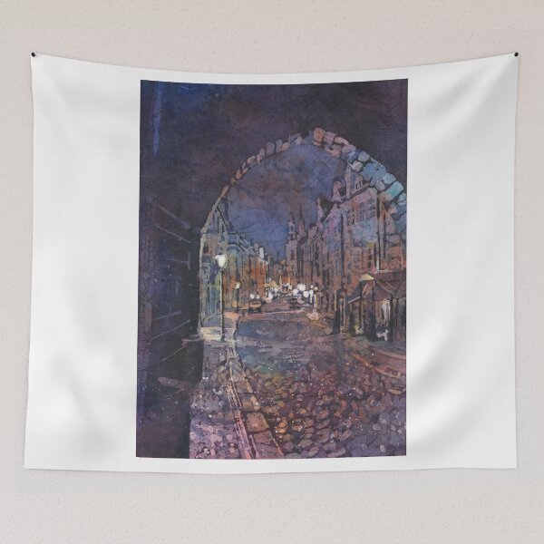 Item preview, Medieval city of Prague, Czech Republic at night.  Prague watercolor painting designed and sold by rfoxphoto.
