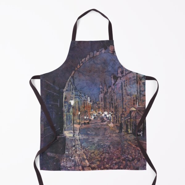 Item preview, Medieval city of Prague, Czech Republic at night.  Prague watercolor painting designed and sold by rfoxphoto.